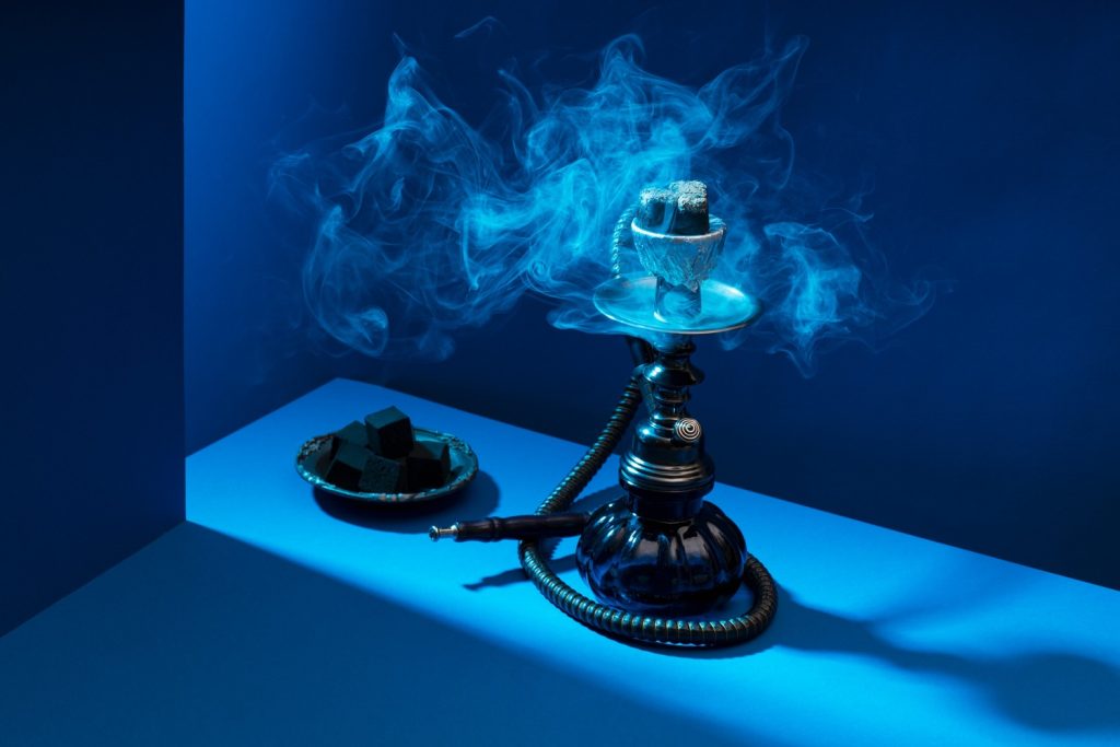 Close-up of hookah smoking session near The Pearl