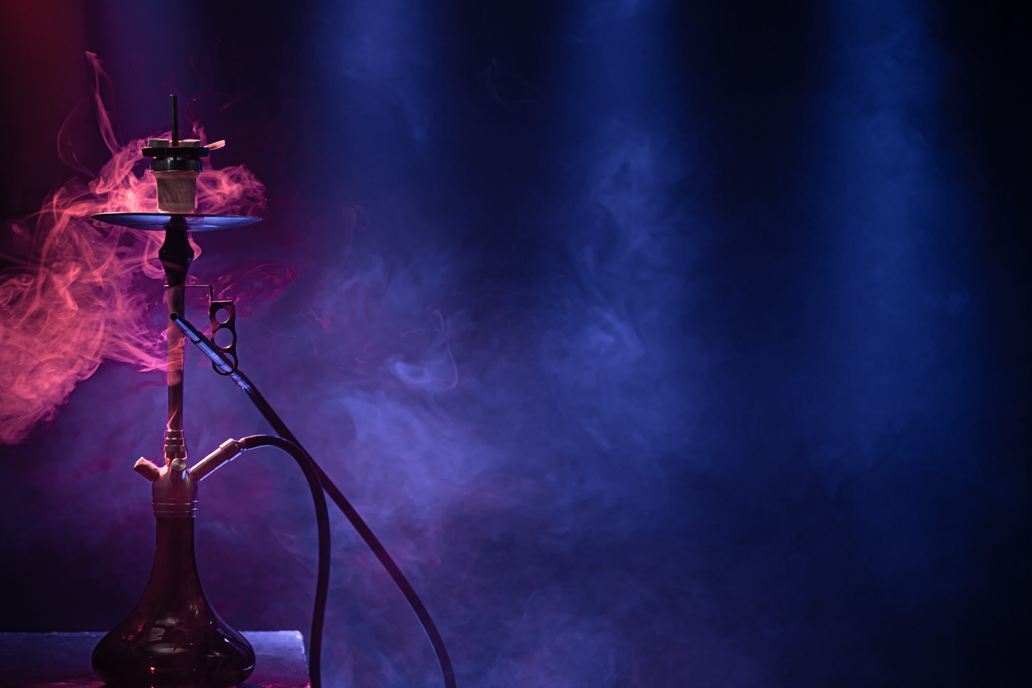 An image of a shisha with thick smoke at a Yorktown shisha store