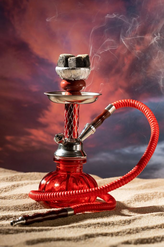 Hookah releasing smoke at a shisha store near Yorktown