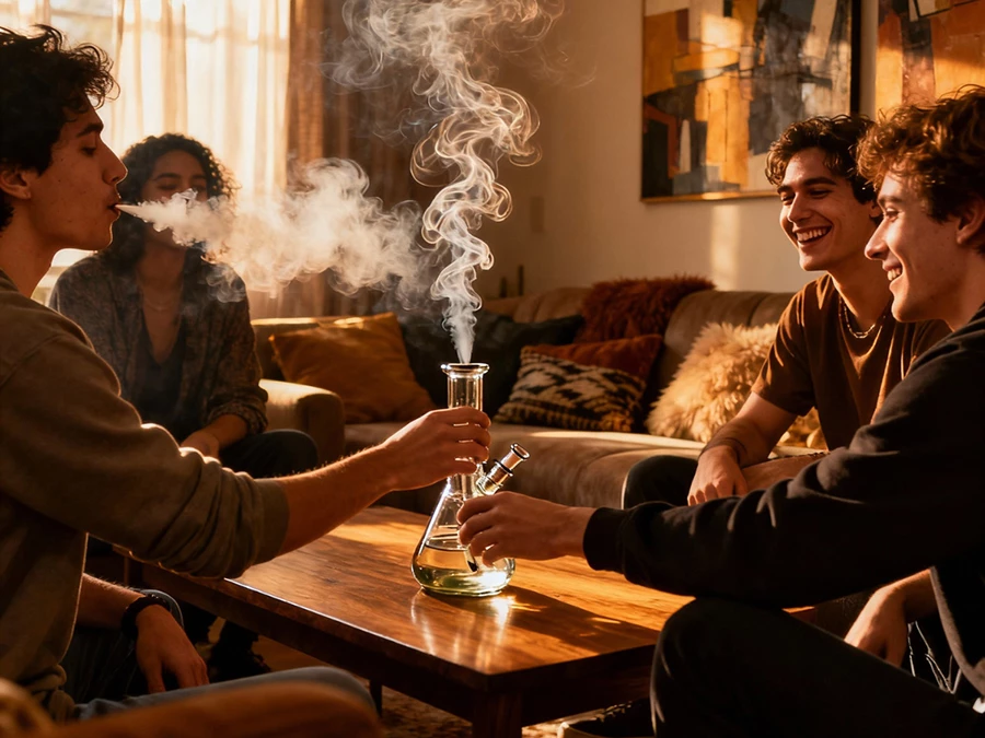 Cozy group smoking shisha with aromatic clouds at Shisha Store Tulsa, ideal for relaxed evenings.