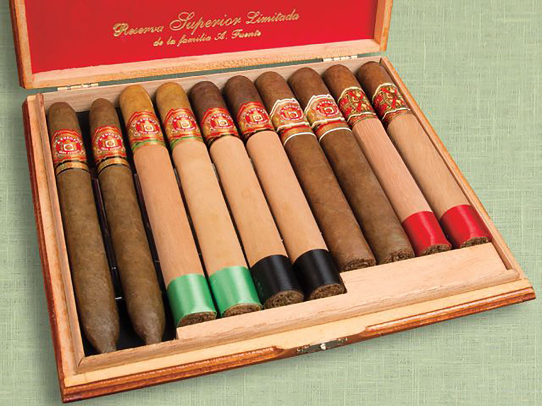 cigar shop tulsa arturo fuente reserva superior limitada wooden cigar box open with premium hand made imported cigars displayed