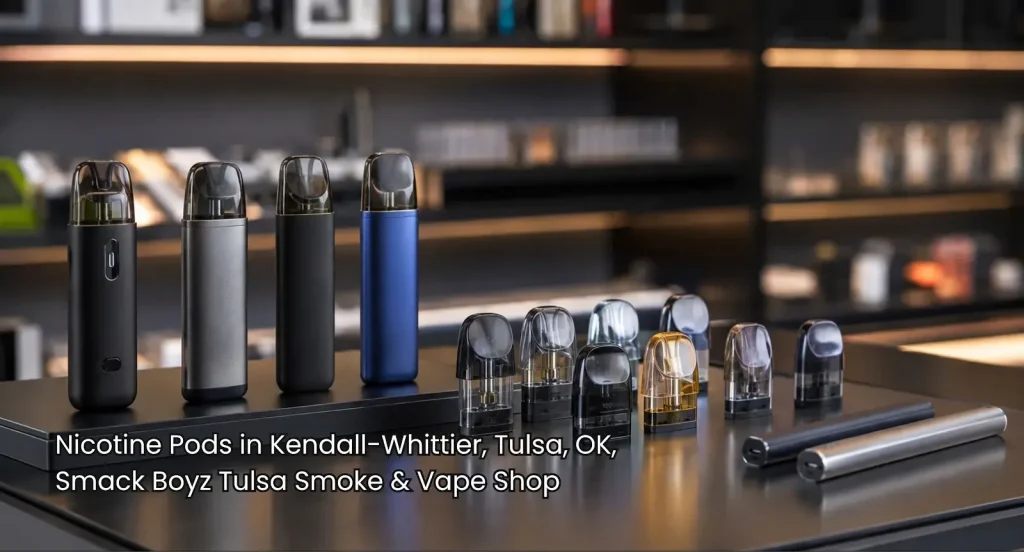 Sleek vape devices and refillable options displayed at Smack Boyz, providing nicotine pods Tulsa users prefer.