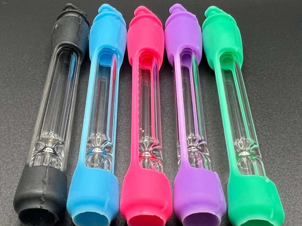 Colorful glass pipes displayed at a cigarette shop Tulsa, offering a variety of smoking accessories for customers.